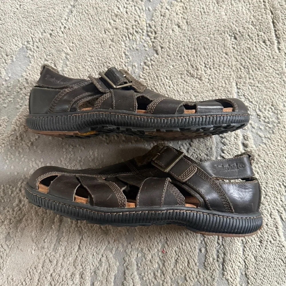 Timberland Holbrook fisherman Brown Leather closed toe sandals shoes vibram 11
